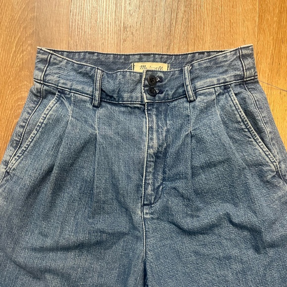 Madewell Pleated Wide Leg Jeans Size 0 High Rise Medium Wash - Picture 3 of 8